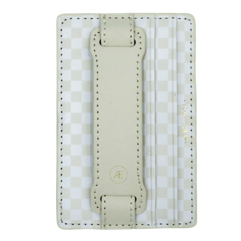 CREAM CHECKERED Magsafe Loop Phone Wallet