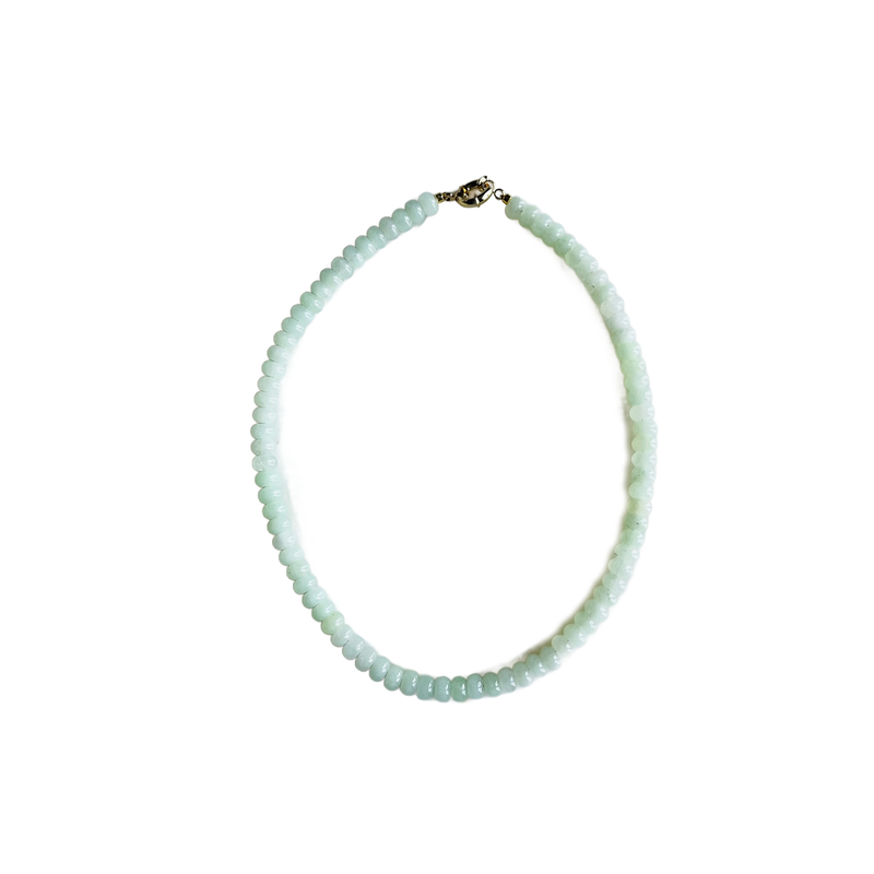 margarita jade gemstone necklace, green beaded necklace, handmade Charleston jewelry, 17 inch layering necklace, gold clasp gemstone necklace, charm-ready beaded necklace, candy necklace jade green, everyday gemstone necklace, artisan gemstone jewelry, bold green layering necklace

