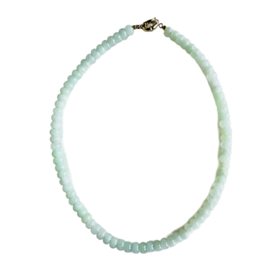 margarita jade gemstone necklace, green beaded necklace, handmade Charleston jewelry, 17 inch layering necklace, gold clasp gemstone necklace, charm-ready beaded necklace, candy necklace jade green, everyday gemstone necklace, artisan gemstone jewelry, bold green layering necklace

