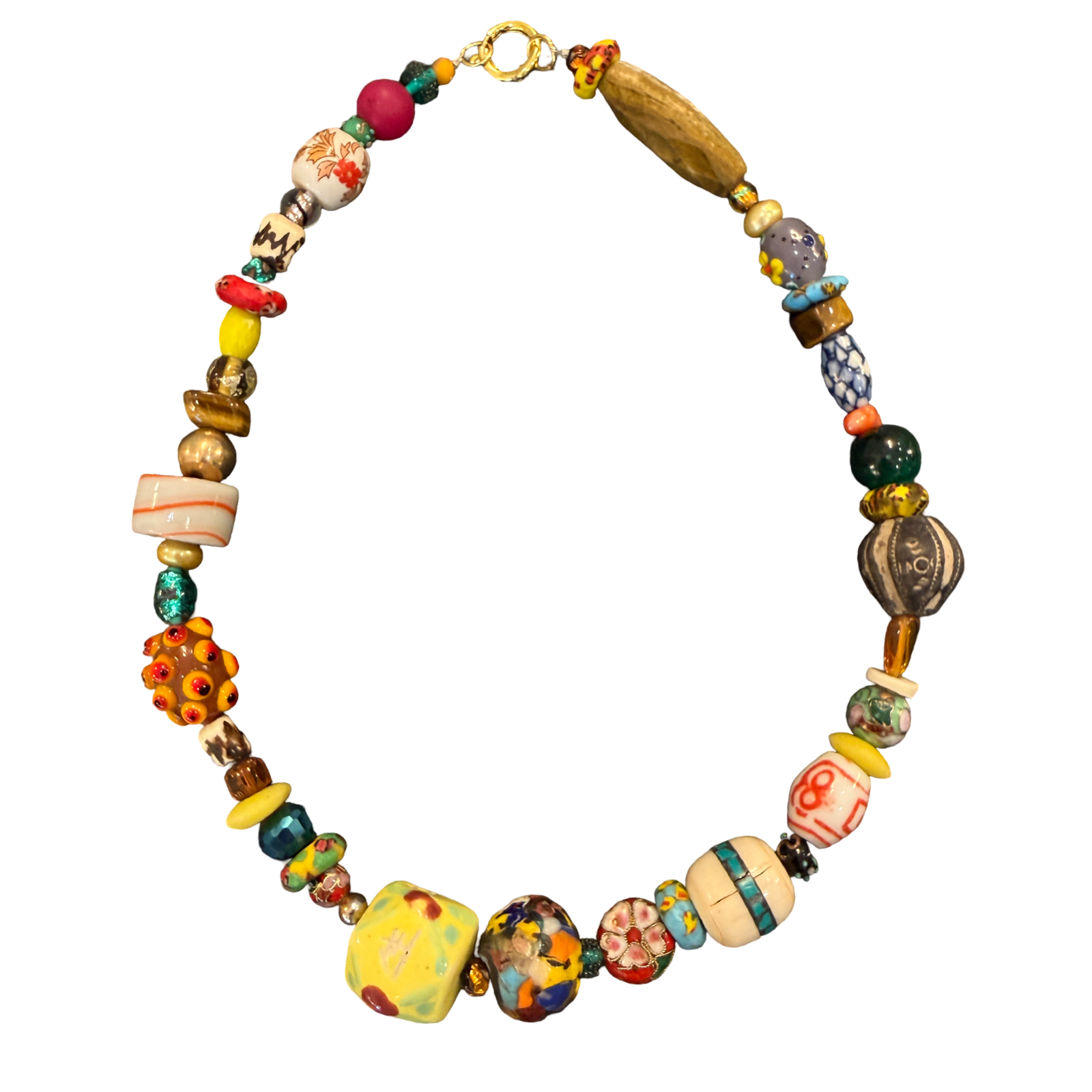 maximalist jewelry, colorful necklace, eclectic jewelry, wearable art necklace, chunky bead necklace, resort jewelry, boho luxury jewelry, curated accessories, globally inspired jewelry, boutique jewelry, fashion jewelry, collector style necklace, artistic statement necklace, vintage inspired jewelry, unique artisan necklace, colorful statement accessories