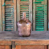medium glass bottle vase,
burnished bourbon bottle,
copper glass home decor,
Spanish glass decorative bottle,
modern rustic vase,