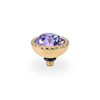 QUDO Bocconi gold interchangeable jewelry topper with faceted violet crystal and crystal-accented edge