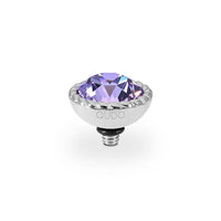 QUDO Bocconi silver interchangeable jewelry topper with faceted violet crystal and crystal-accented edge
