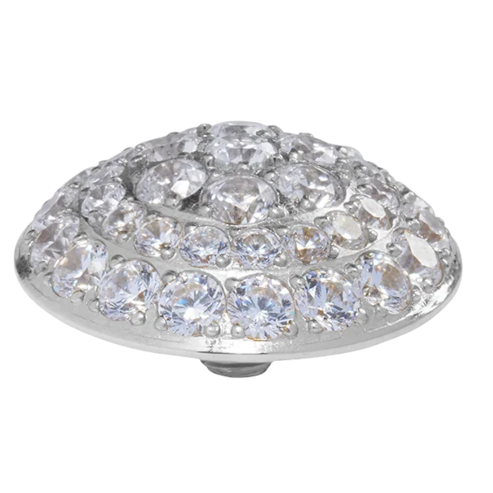Decorative knob with crystal embellishments on a white background