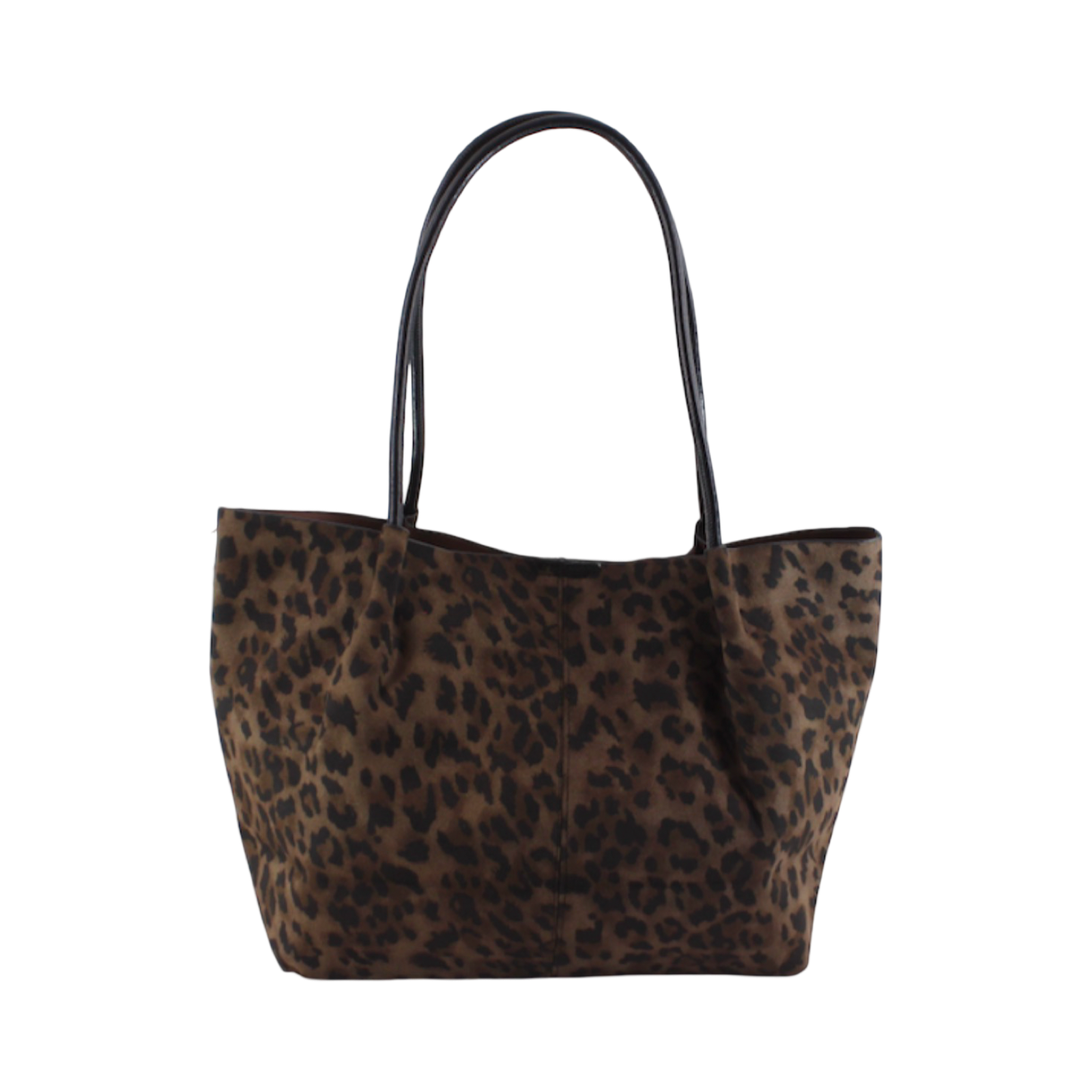 Wild Side Black Leopard Suede-Look Tote with Pouch
