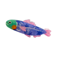 Blue acrylic sardine-shaped hair claw clip with a playful fish silhouette.