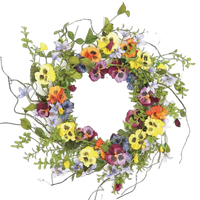 Floral wreath with colorful flowers on a white background