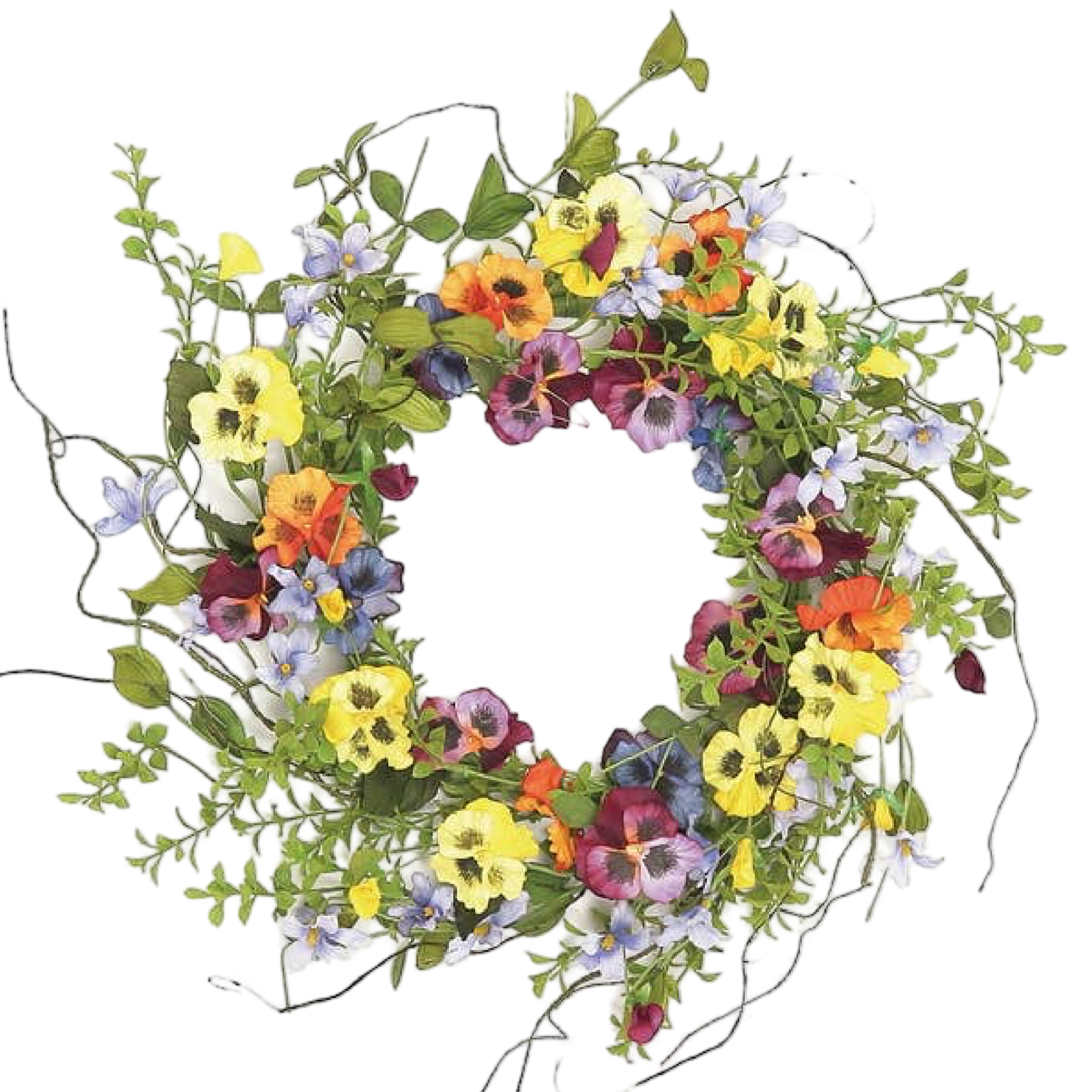 Floral wreath with colorful flowers on a white background