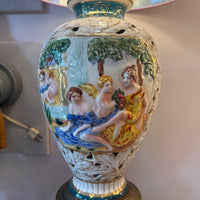 Decorative lamp with artistic design on a white background