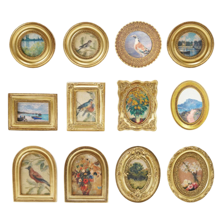 Set of decorative plates with various designs on a white background