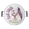 Round tray with a bulldog illustration and 'Hail State MSU' text on a white background