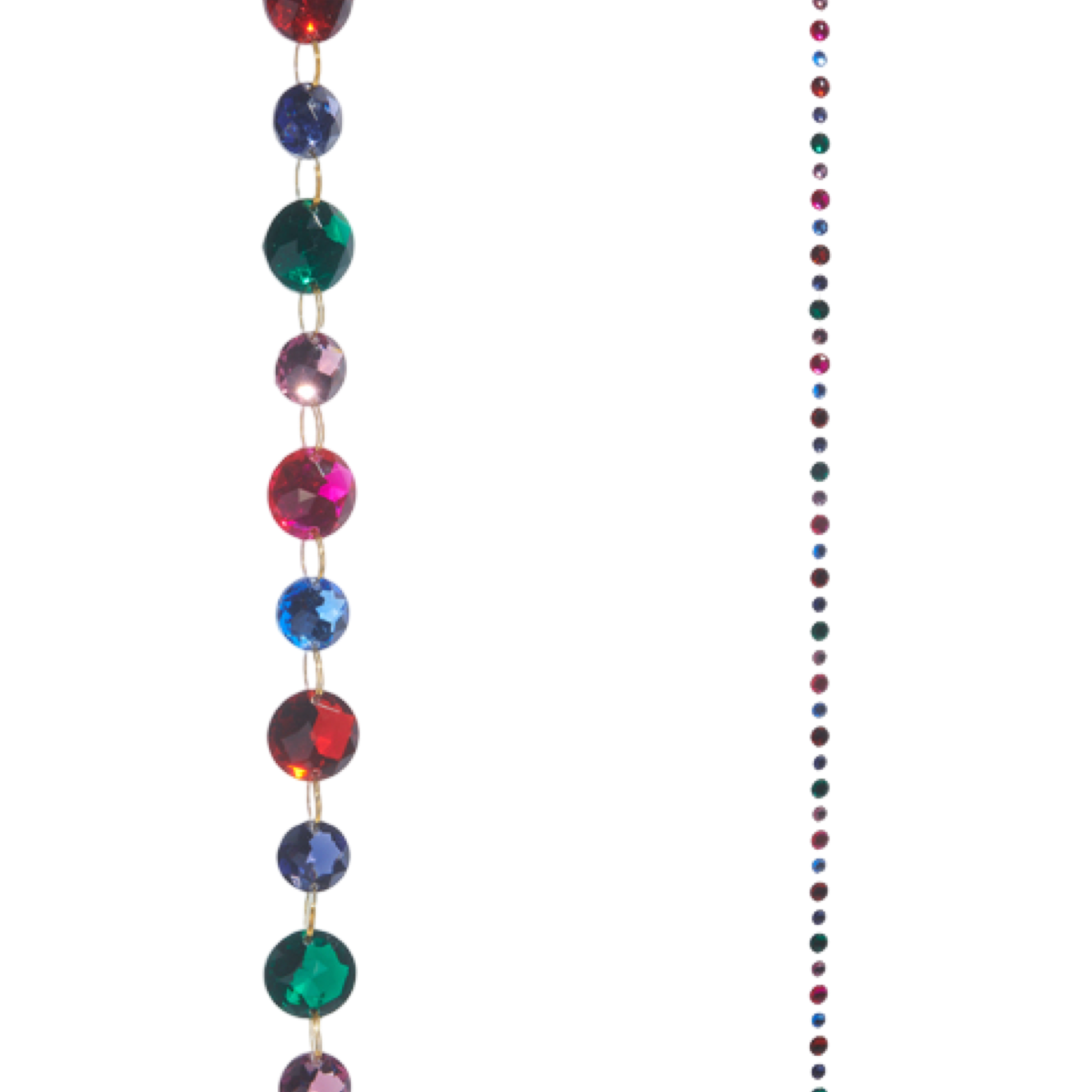 Multicolored beaded string on a white background