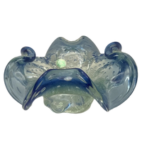murano art glass, vintage murano bowl, italian art glass, controlled bubble glass, bullicante glass, murano ruffled bowl, blue murano glass, mid century italian glass, sculptural glass bowl, vintage centerpiece bowl, collectible murano glass, vintage italian decor, art glass centerpiece, maximalist decor, one of one vintage