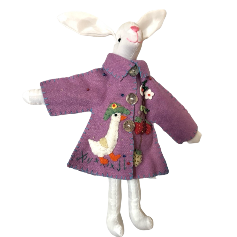 new world arts felted purple easter jacket spring bunny ornament 