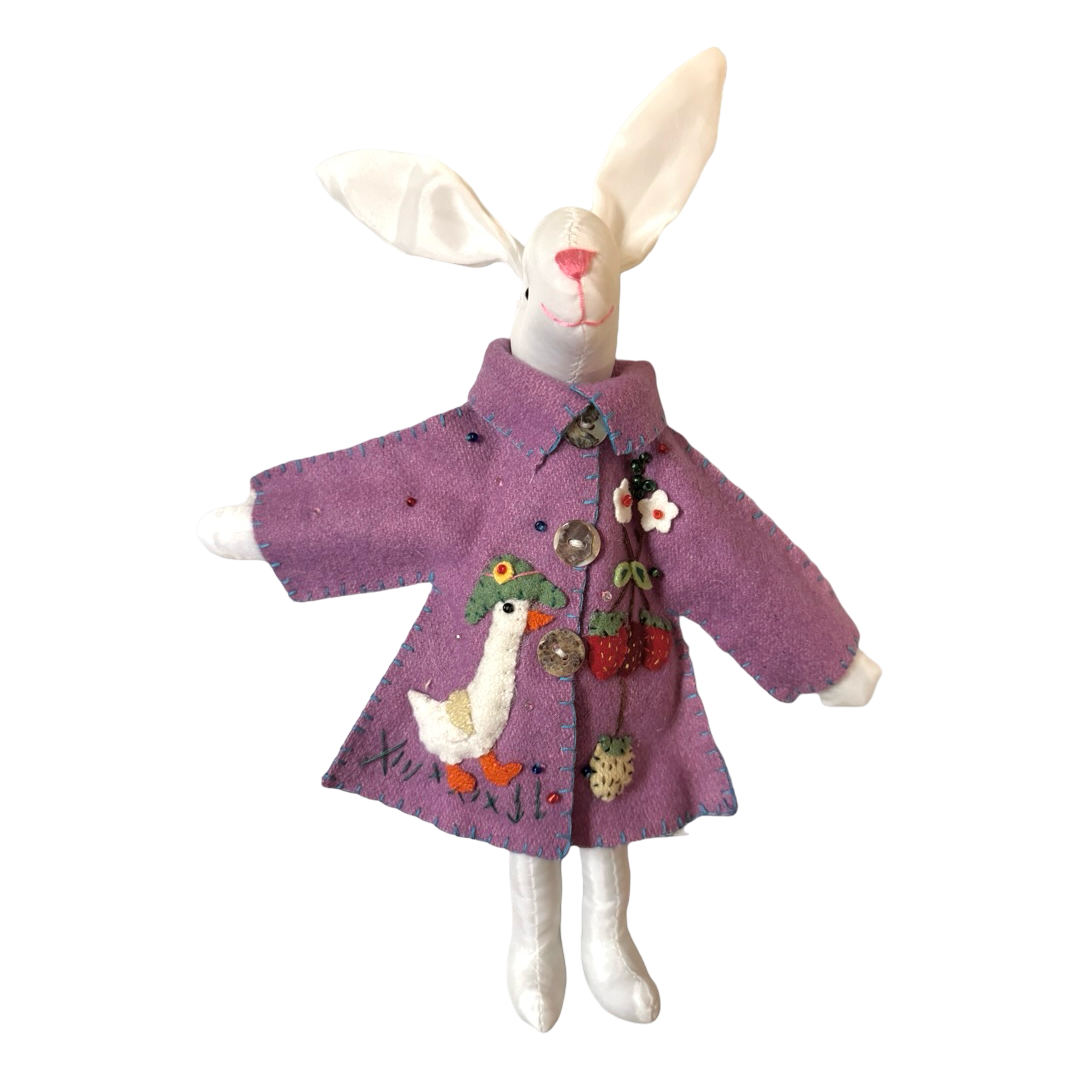 new world arts felted purple easter jacket spring bunny ornament 