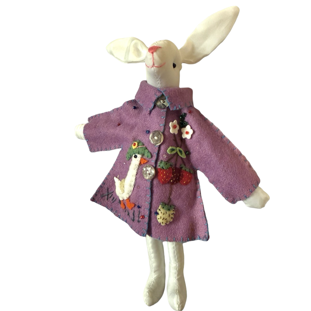 new world arts felted purple easter jacket spring bunny ornament 