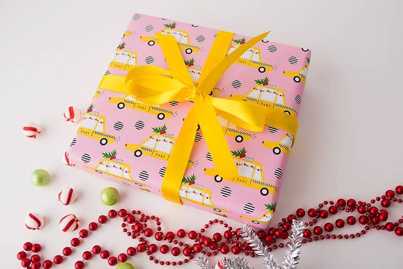 Wrapping Paper, Holiday Gift Wrap, Pink Wrapping, NYC, Taxi