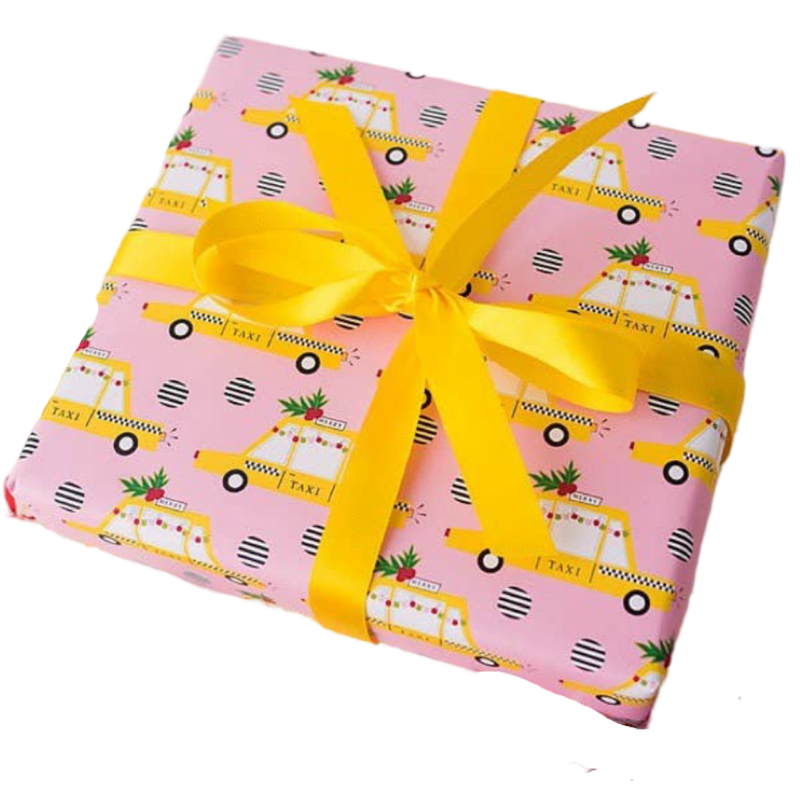 Wrapping Paper, Holiday Gift Wrap, Pink Wrapping, NYC, Taxi