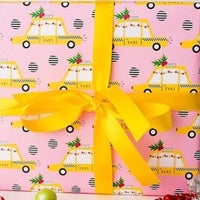 Wrapping Paper, Holiday Gift Wrap, Pink Wrapping, NYC, Taxi