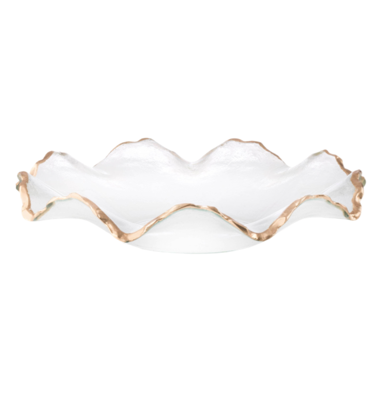 glass bowl ruffled gold edge decorative transparent background