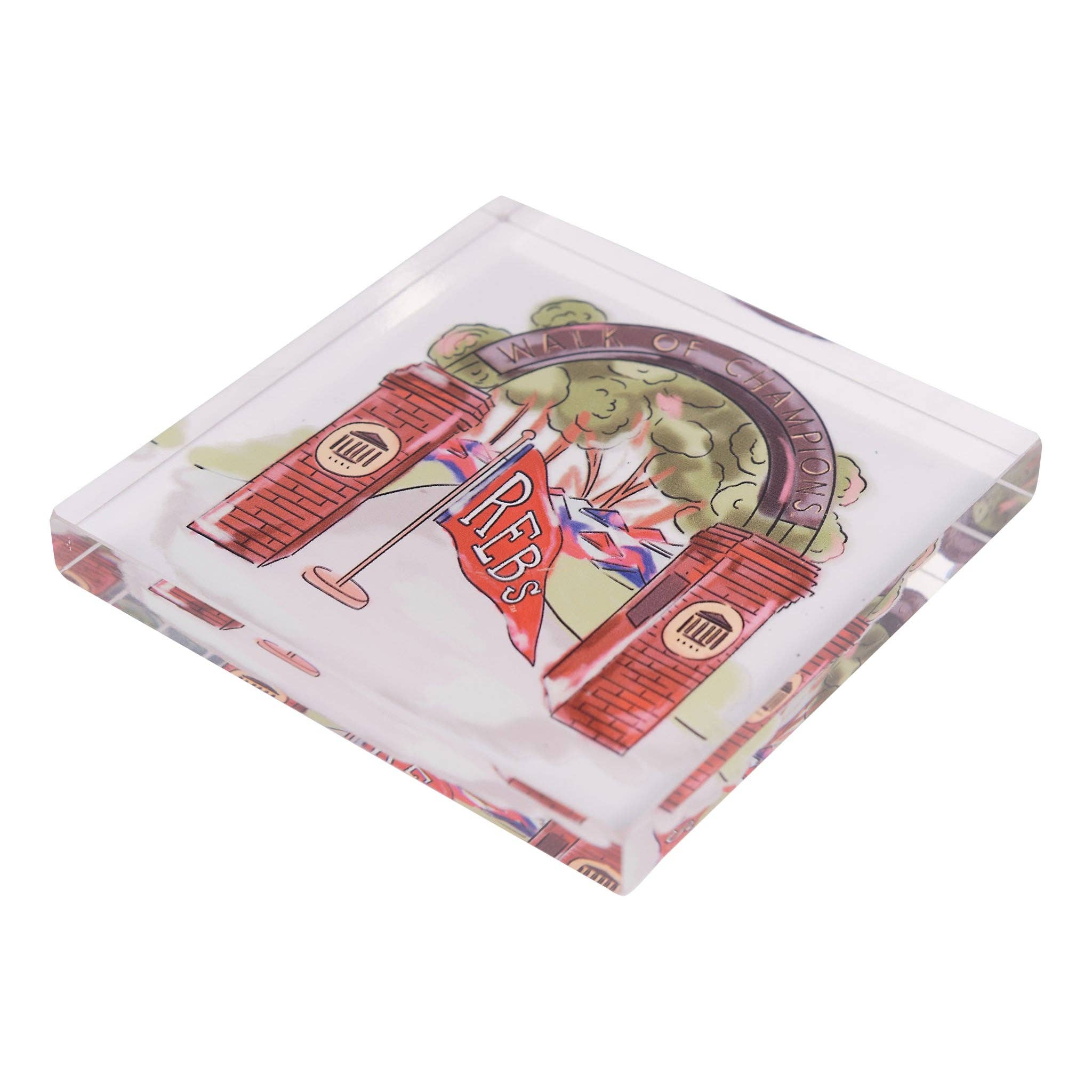 Folded fabric with a colorful design on a white background