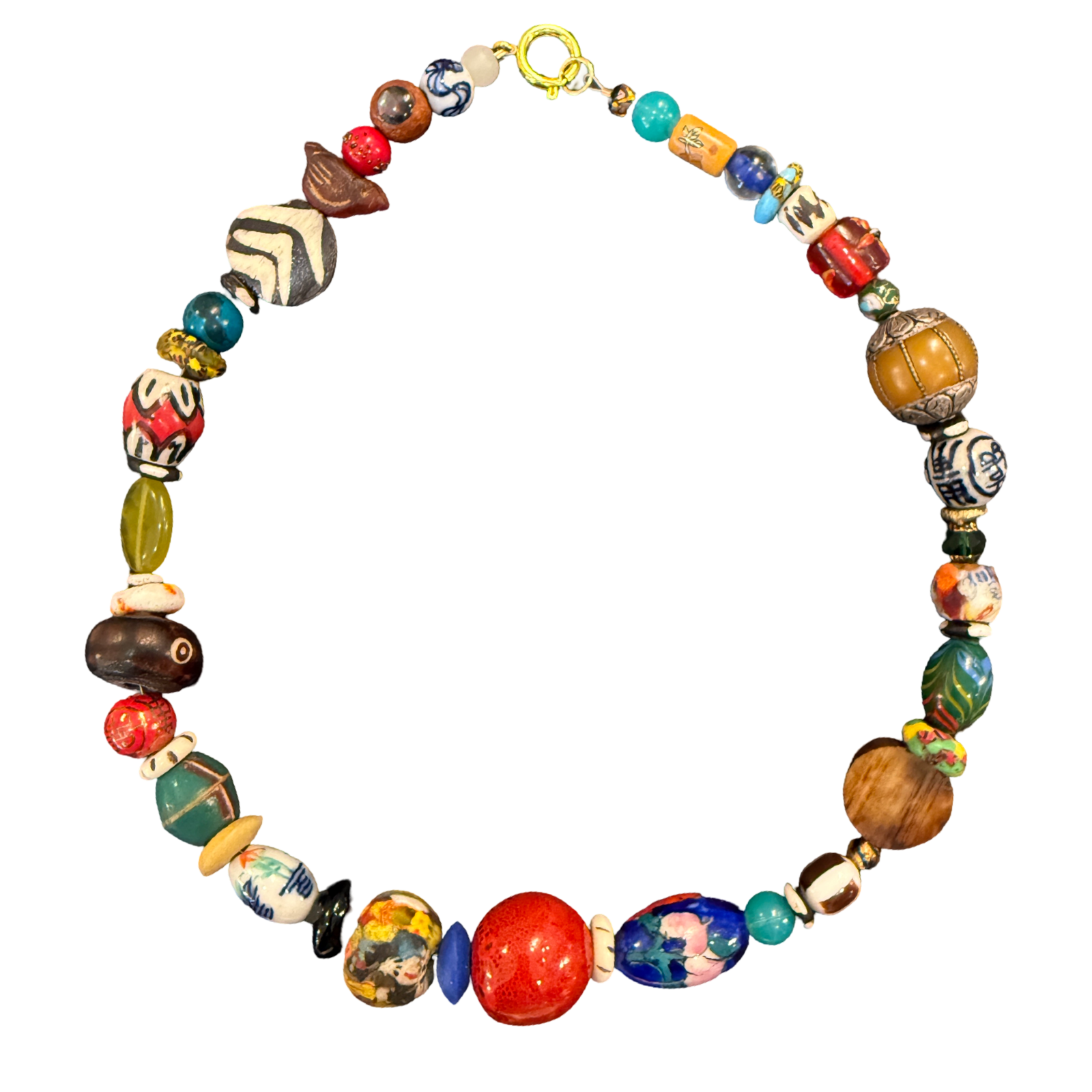 one of one necklace, collected bead necklace, artisan necklace, statement bead necklace, maximalist jewelry, wearable art necklace, eclectic jewelry, chunky bead necklace, earthy jewelry, resort jewelry, boho luxury jewelry, curated accessories, globally inspired jewelry, boutique jewelry, fashion jewelry, artistic statement necklace, collector style jewelry, unique artisan necklace, travel inspired jewelry, earthy statement accessories
