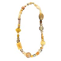 one of one necklace, neutral statement necklace, safari necklace, collected bead necklace, artisan bead necklace, earthy jewelry, maximalist necklace, tribal inspired necklace, chunky bead necklace, neutral jewelry, boho luxury necklace, wearable art jewelry, resort accessories, boutique jewelry, eclectic necklace, brown and cream necklace, statement accessories, fashion jewelry, collected style necklace, unique artisan necklace