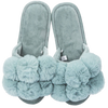 open toe slippers, plush slippers, pompom slippers, luxe slippers, comfy slippers, cozy slippers, stylish slippers, lounging footwear, plush footwear, MeMoi slippers