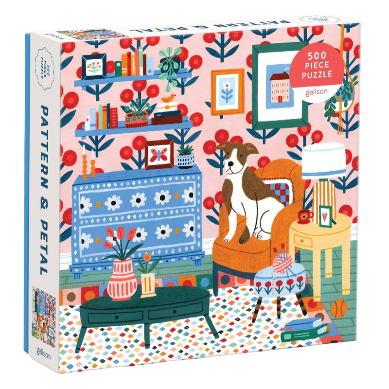 pattern and petal puzzle, Molly Egan puzzle, floral puzzle, interior design puzzle, 500 piece puzzle, botanical puzzle, colorful puzzle, home decor puzzle, puzzle for adults, flower puzzle, garden inspired puzzle, art puzzle, cozy activities, puzzle gift, grandmillennial decor, colorful artwork, boutique gifts, decorative puzzle, design lover gift, home enthusiast gift