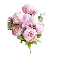 Bouquet of Faux Peony Pink Flowers