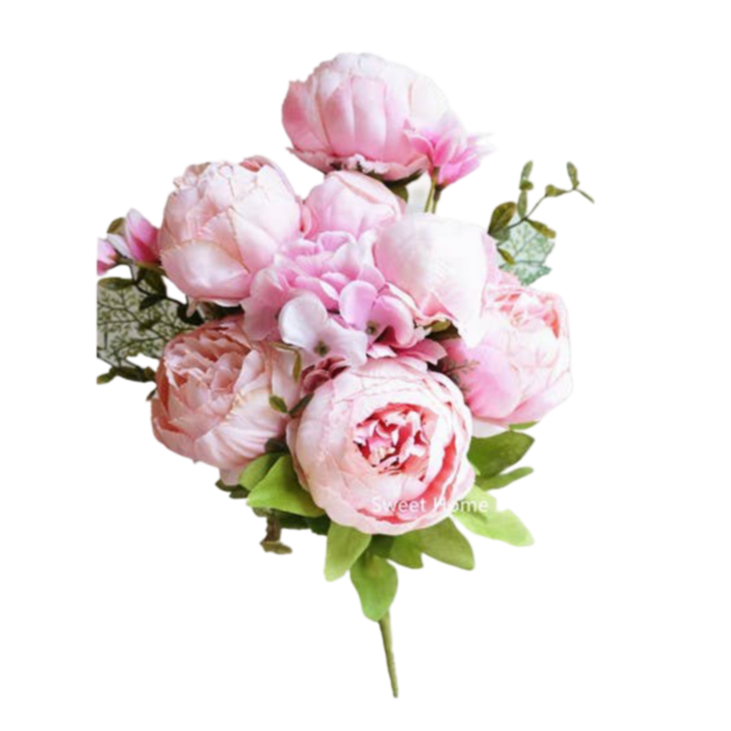 Bouquet of Faux Peony Pink Flowers