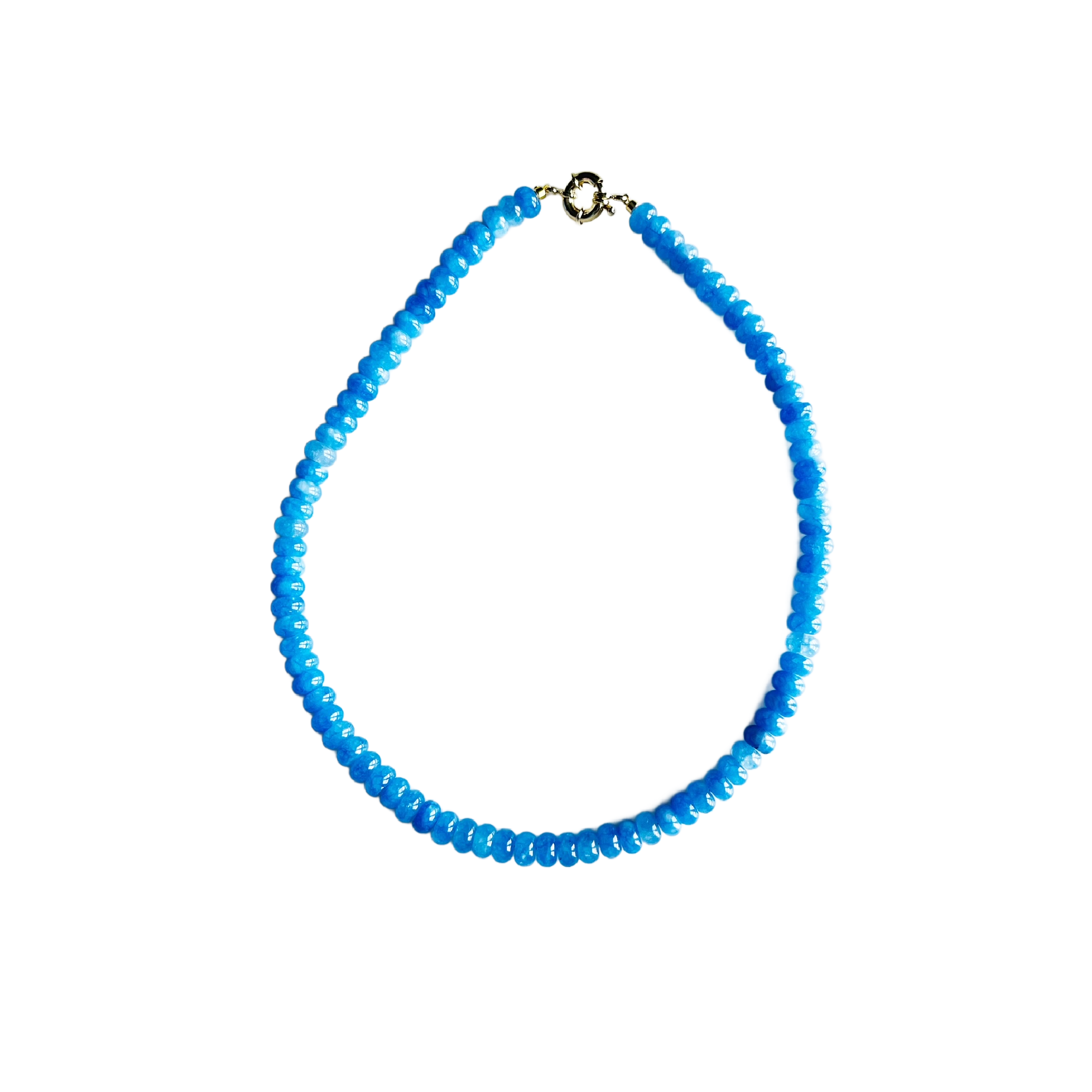 periwinkle gemstone necklace, blue candy necklace, handmade beaded necklace Charleston, 17 inch charm-ready necklace, gold clasp gemstone necklace, periwinkle blue layering necklace, artisan gemstone jewelry, pastel beaded necklace, charm necklace gold clasp, candy-inspired necklace