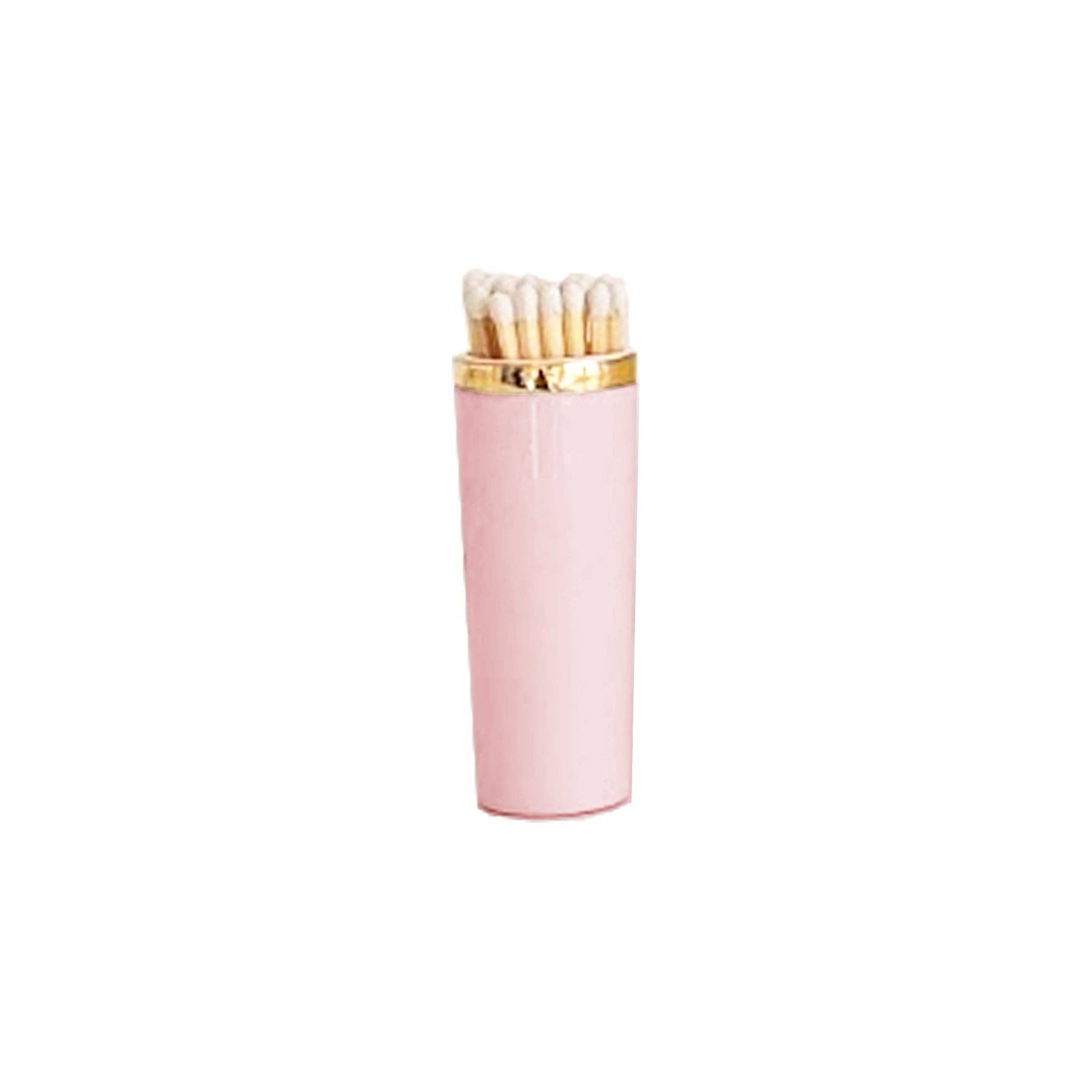 Pink matches with gold cap on a white background