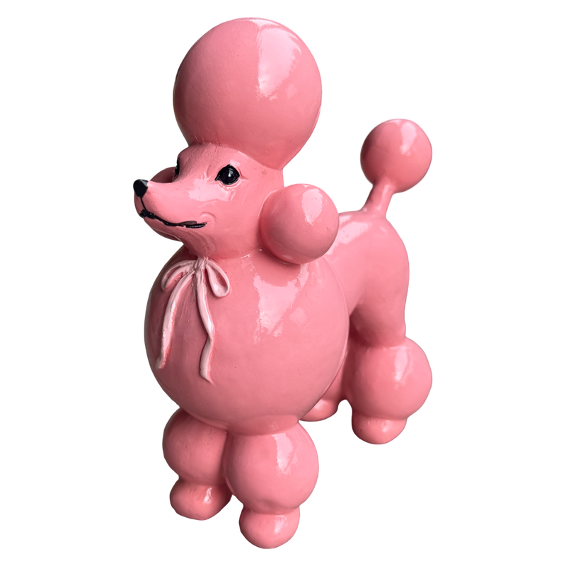 Pink poodle-shaped object on a white background