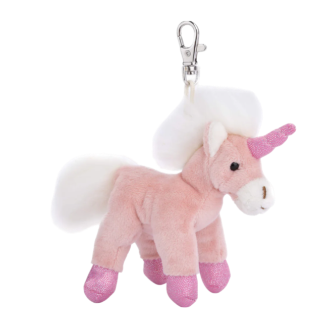 pink unicorn bag charm, Bukowski Bears Sweden, unicorn keychain, plush unicorn charm, magical purse accessory, soft unicorn plush, sparkly horn unicorn, fantasy bag charm, whimsical key ring, girly unicorn gift