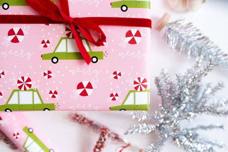 Christmas, Pink, Wrapping Paper, Peppermints, Girl, Tween