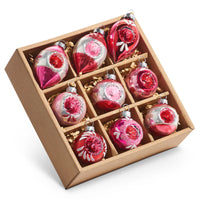 Box of Vintage Reflector Ornaments 2.75”