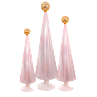 Pink Pleated Tree Gold Top Set of 3