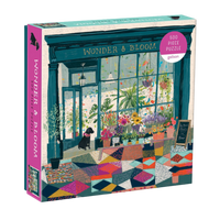 plant shop puzzle, Wonder and Bloom puzzle, Victoria Ball puzzle, Galison 500 piece puzzle, botanical jigsaw, dog in shop puzzle, colorful plant puzzle, gift for gardeners, relaxing jigsaw puzzle, floral puzzle