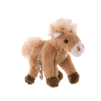pony bag charm, horse keychain, Bukowski Bears Sweden, chocolate plush pony, equestrian gift idea, cute animal key ring, soft horse charm, fuzzy pony accessory, mini plush toy, gift for horse lovers