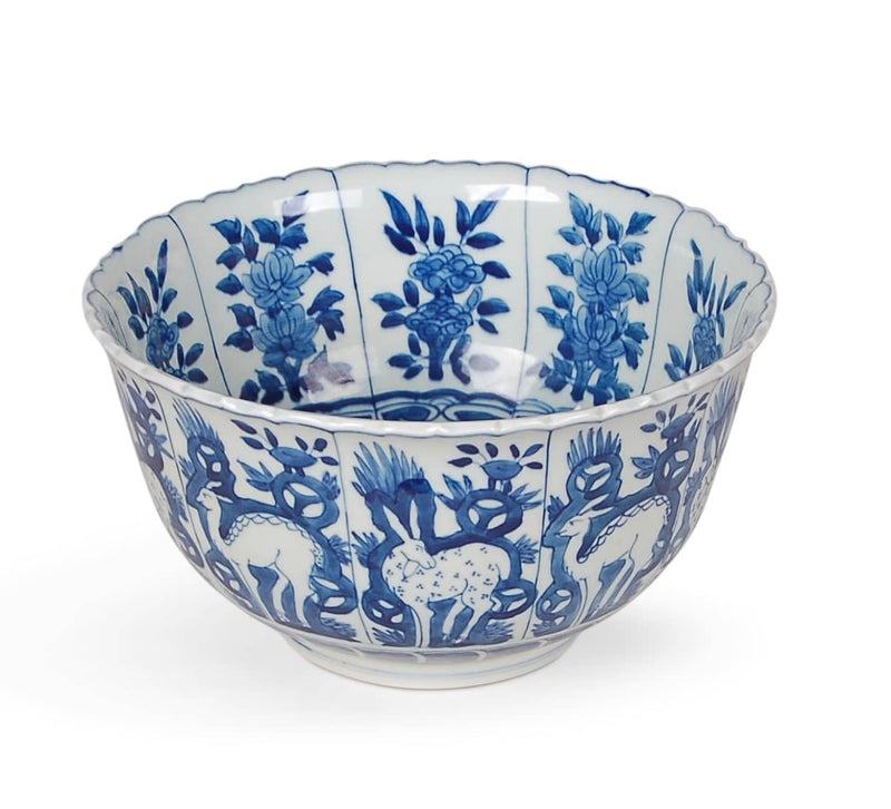 porcelain bowl, blue and white bowl, floral and fauna bowl, Kingscote Mansion bowl, decorative bowl, handmade porcelain, historic reproduction, unique porcelain decor