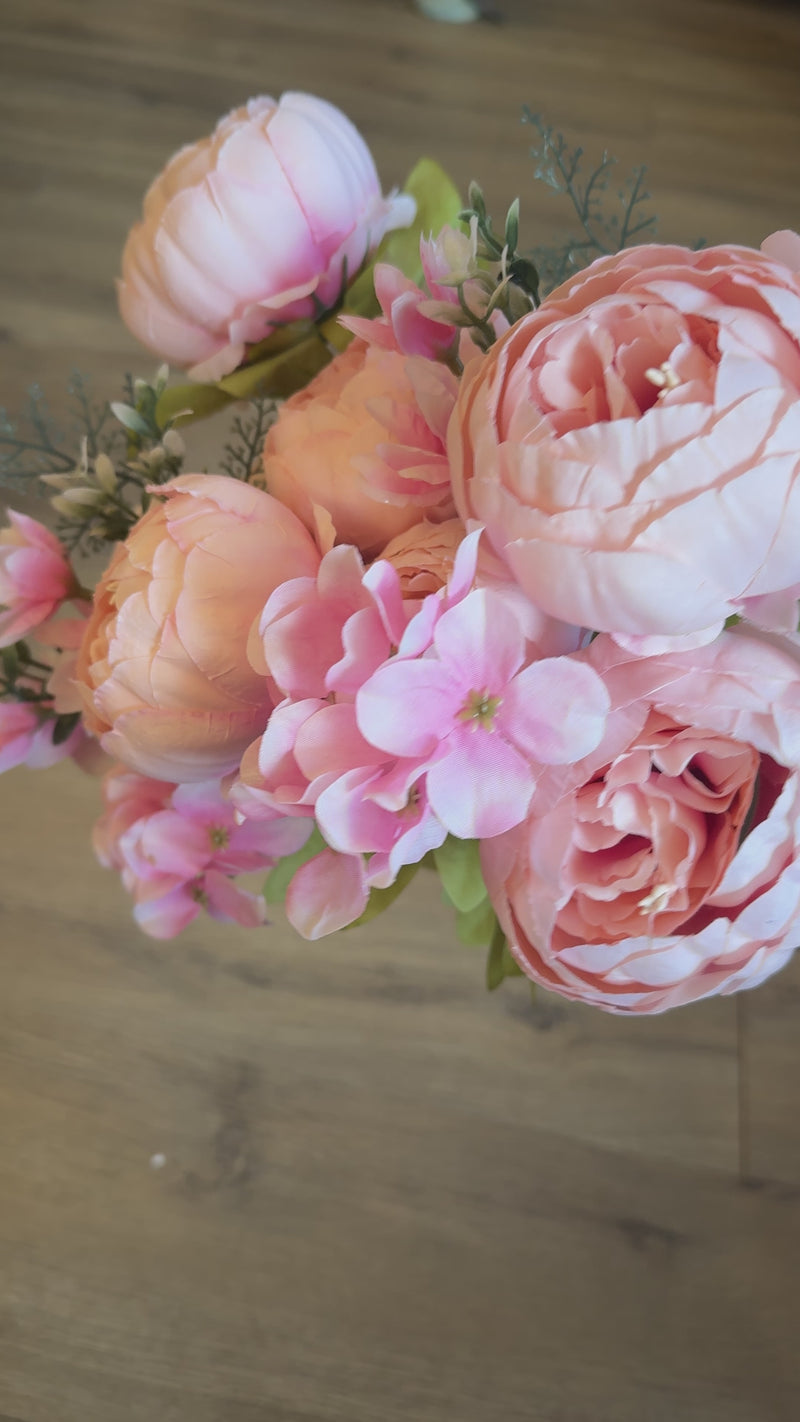 Blooming Peony Silk Bouquet Flowers 18"