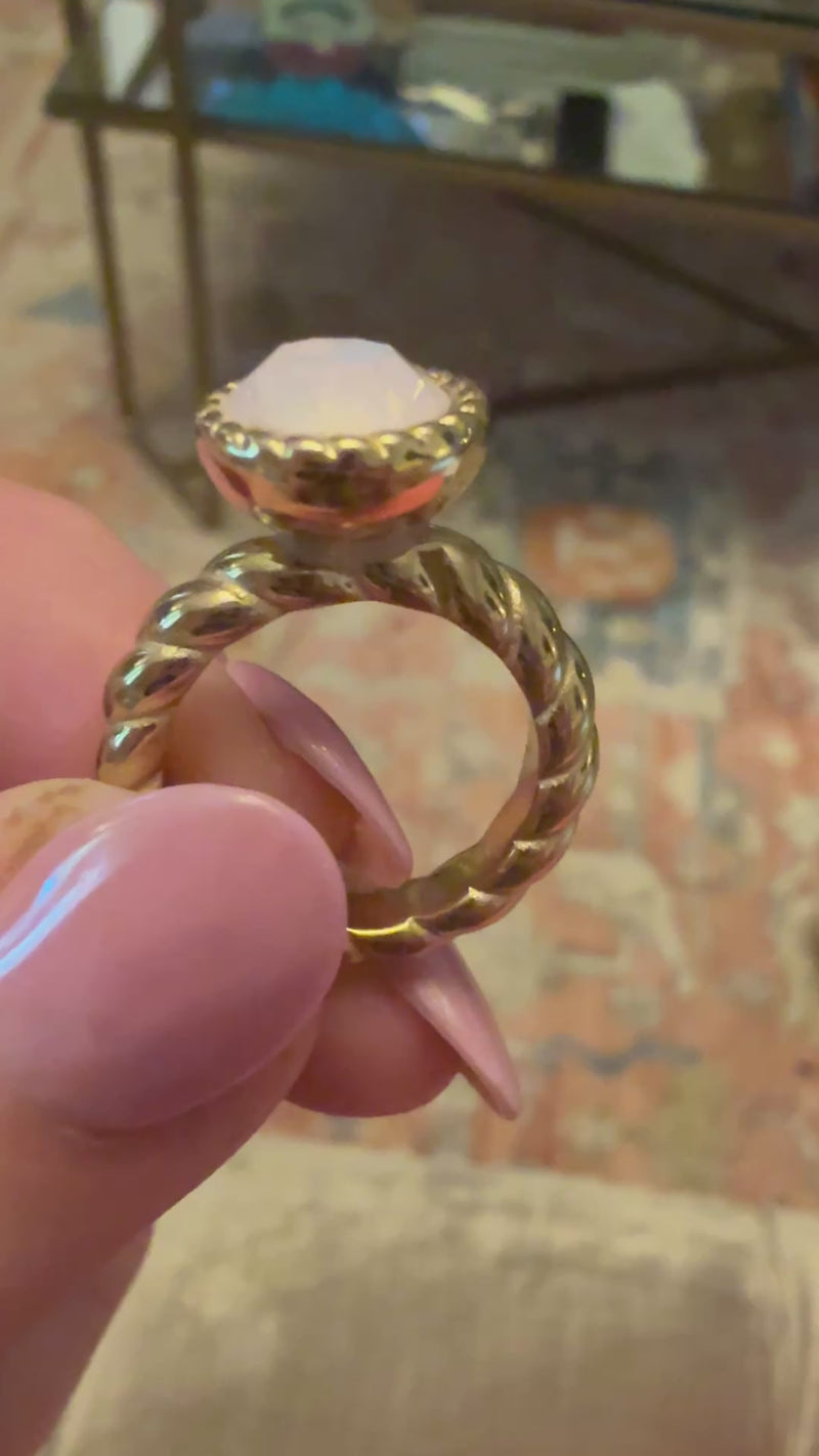 rose opal bocconi gold opper on gold band 