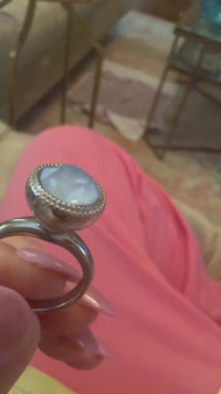 Fabero silver crystal blue ignite topper on band and ring qudo 