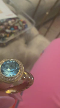 small petite aquamarine gold crystal tondo deluxe crystal qudo topper