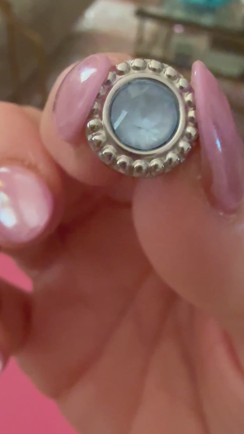 crystal blue ignite ghiarre qudo ilver topper interchangeable jewelry swaqrovski crystal