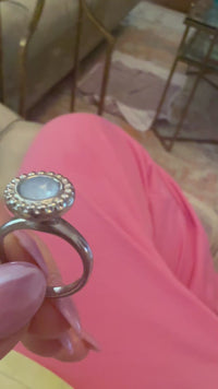 qudo guiare silver crystal blue ignite topper on silver ring band 