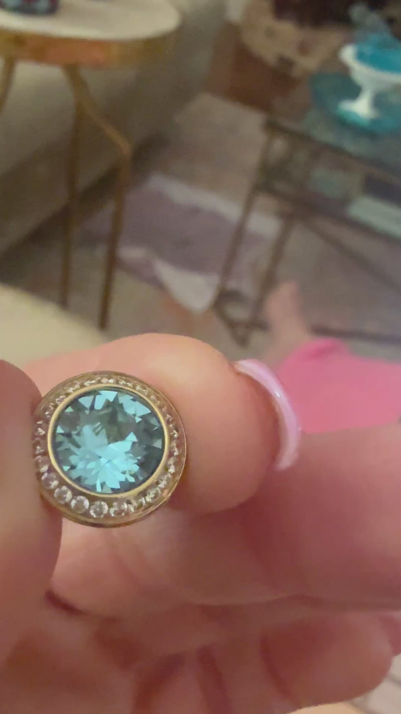 qudo tondo deluxe gold large topper crystal blue collection aquamarine
