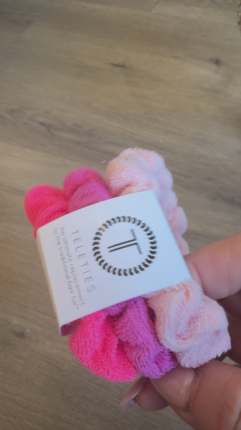 Set of 3 Pink Terry Cloth Scrunchies