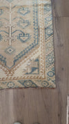vintage Turkish rug, Turkish runner, sand and blue rug, faded Turkish runner, hallway rug, antique runner rug, neutral vintage runner, bohemian rug, long narrow rug, medallion Turkish rug